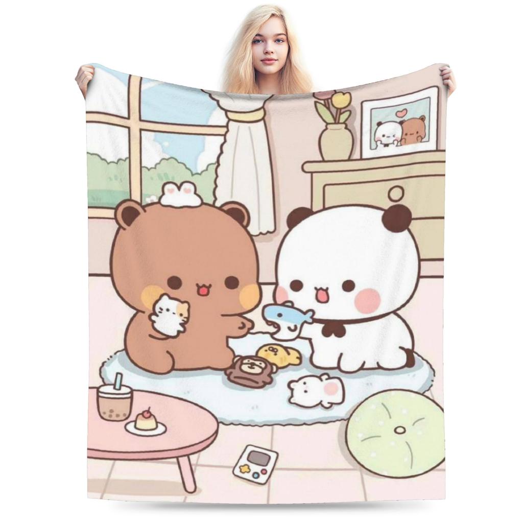 Cute Bear Bubu Dudu Fleece Blanket Novelty Throw Blankets For Home 150*125Cm Plush Thin Quilt