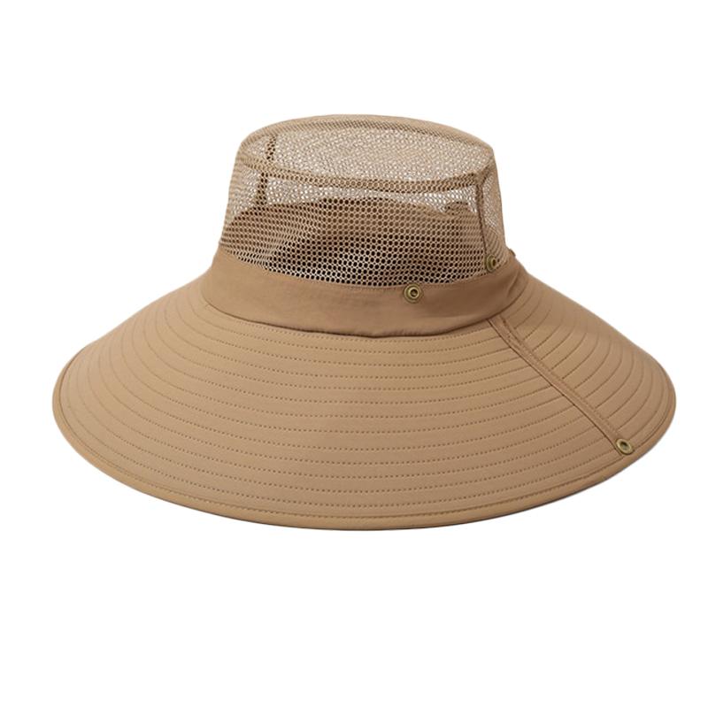 Men's Big Brim Sun Hat Top Detachable Fisherman's Hat Sunscreen Hat Solid Color Outdoor Mountaineering Fishing Hat