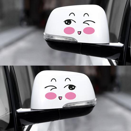 Funny Smiling Face Mirror Stickers Car Rearview Auto Vehicle Decoration Decals