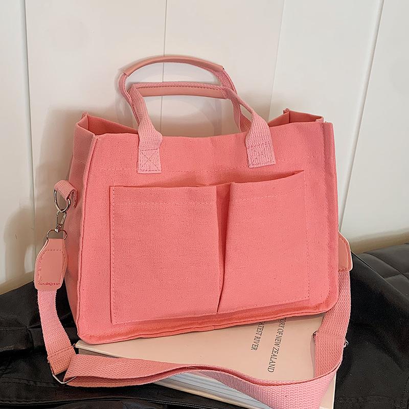 Large Capacity Commuting Tote Bag New Niche Canvas Bag Women's Retro One-shoulder Handbag Simple Crossbody Bag