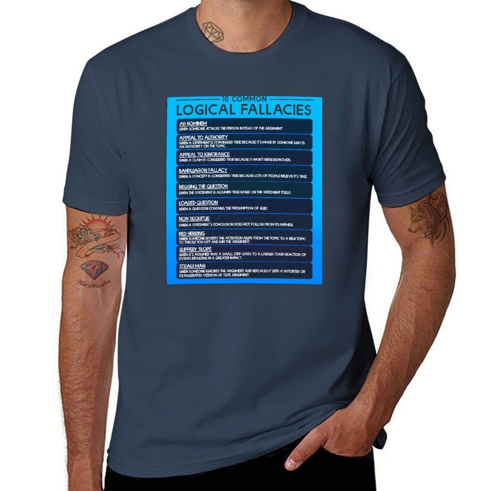 Common Logical Fallacies Chart Tshirt Work Utility Casual Tee Shirt S