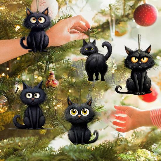 10/20Pcs Halloween Black Cat Hanging Decoration Indoor Outdoor Car Rearview
