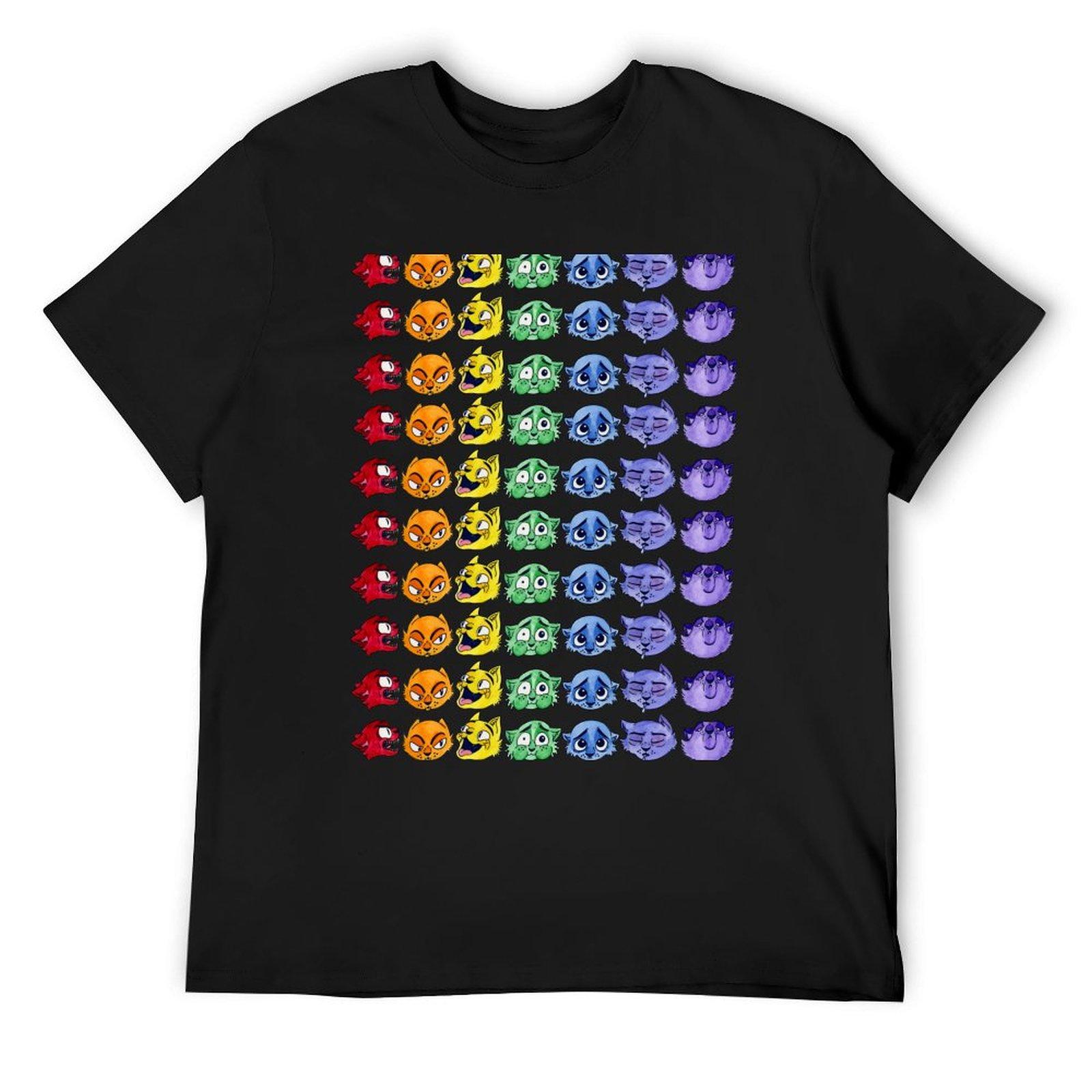 

Rainbow Feline Expressions T-Shirt oversizeds summer top mens big and tall t shirts 4XL