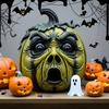 Halloween Pumpkin Statue Ghost Resin Figurine Scary Pumpkin Doll for Yard Office Indoor Outdoor Unique Halloween Gifts for Adults