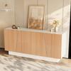 Sideboard, Living Room Cabinet, Geometric Groove Structure, 4 Doors, 2 Separate Storage Spaces, Height-Adjustable Shelves