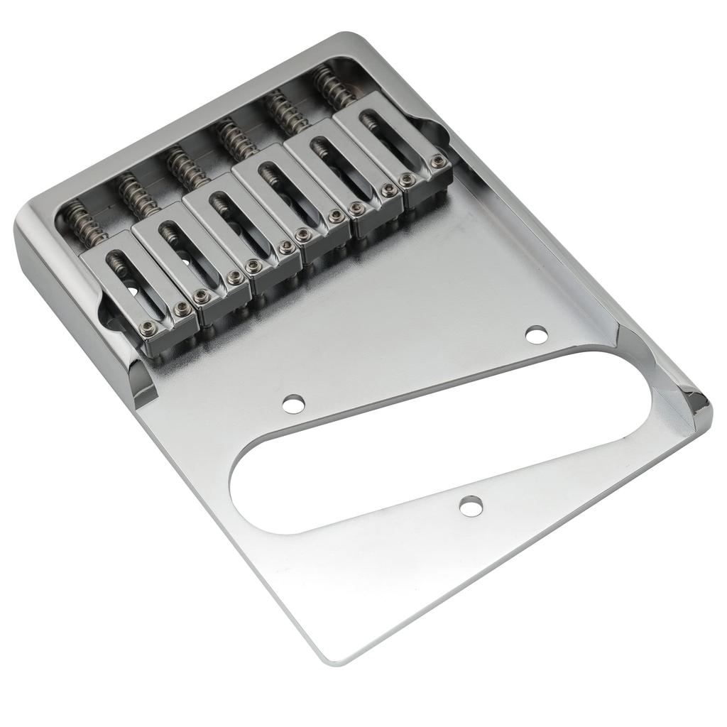 Musiclily Telecaster Guitar Bridge 10.8mm Brass 6-Way Saddle String-Through Body Chrome