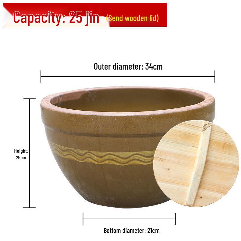 Traditional Ceramic Water Jar for Pickling, Rice Wine Fermentation, or Flour Storage
