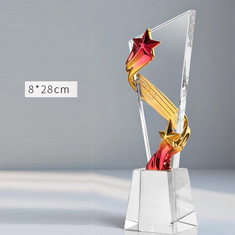 Customized Color Printed Crystal Trophy, Excellent Employee Medal Award Sports Competition Company Annual Meeting Souvenirs, 1Pc