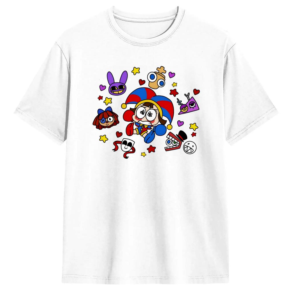 Cartoon Digatal Circus Unisex T Shirts Humor Tee Shirt Short Sleeve Round Neck TShirts Cotton Gift Idea Clothes