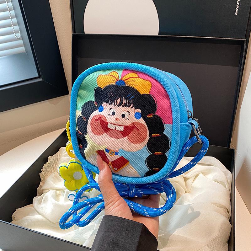 

Women s Cartoon Print Canvas Crossbody Bag with Cute Coin Purse Without Pendant