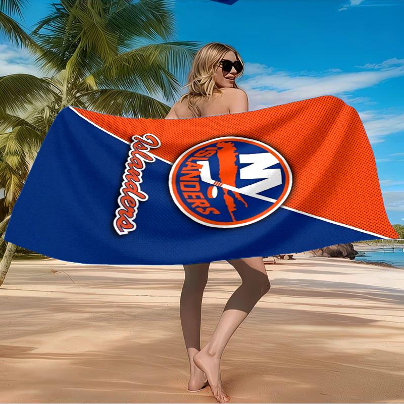 Islanders Hockey Pride Beach Towel Microfiber Beach Towel, Lightweight and Quick-Dry, for Summer Travel, Swimming Pool Fan Birthday Gift