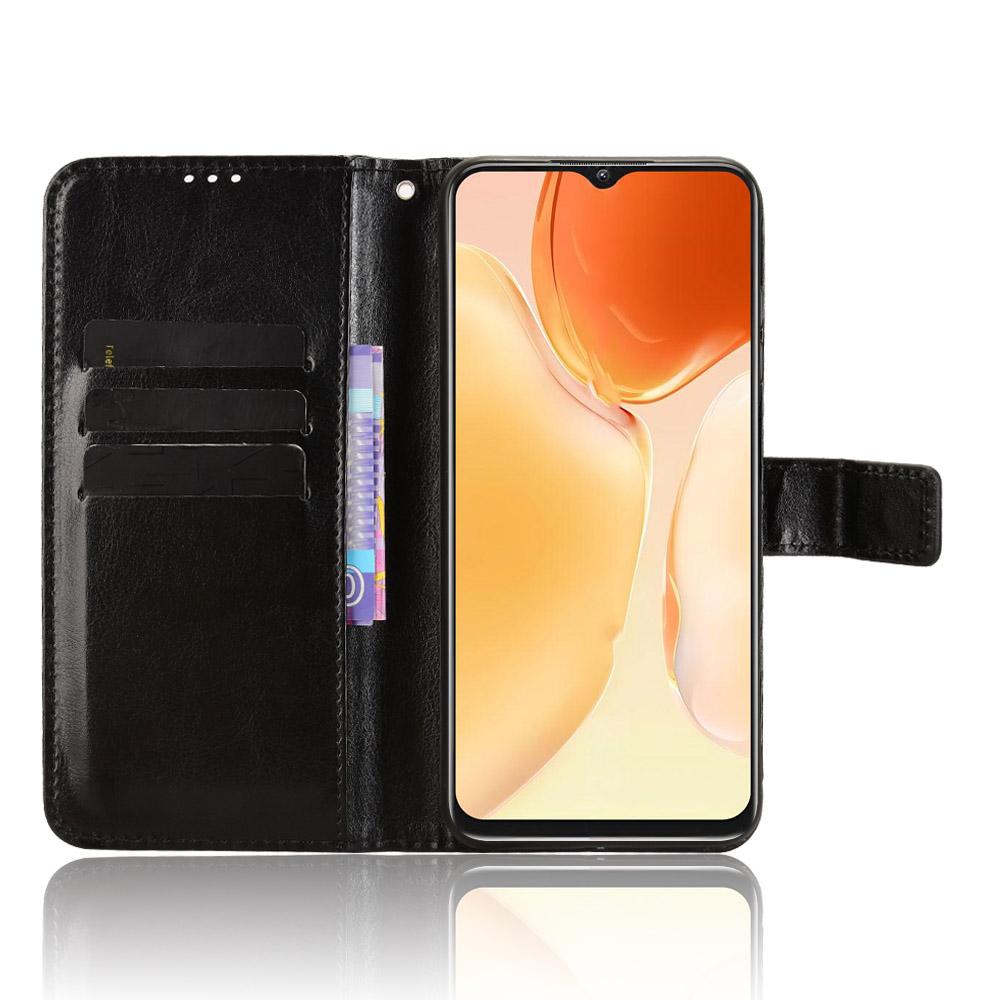 For Oukitel C61 Pro/Oukitel C61 PU Leather Case with Strap Crazy Horse Texture Phone Wallet Cover