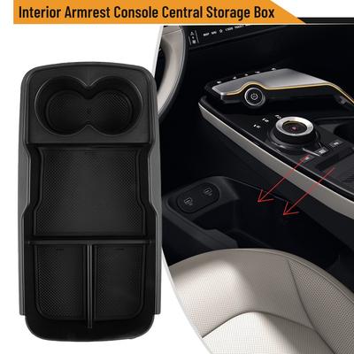 Black Interior Armrest Console Central Storage Box Fits For Kia EV6 2022 2023