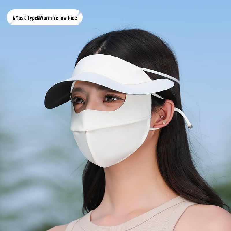 Enaiide Summer Sun Protection Ice Silk Face Mask with Brim