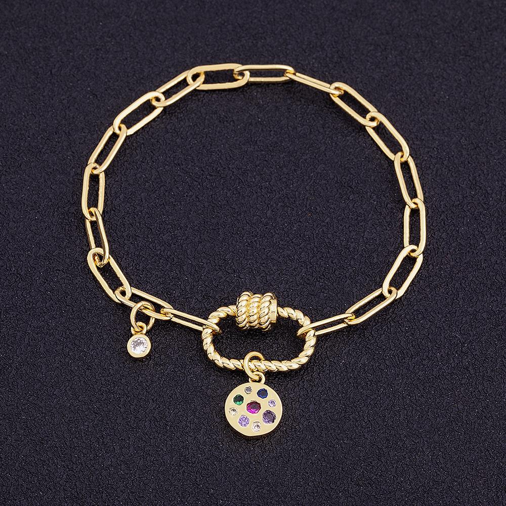 Nidin Fashion Luxury 17 Styles Link Chain Star Pendants Bracelet for Women Men Copper Zircon Gold Color Rhinestone DIY Jewelry