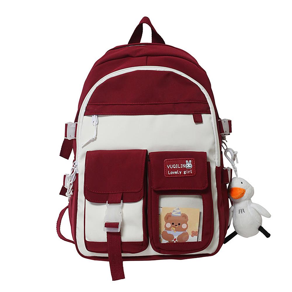 Kawaii Backpack with Pins Kawaii School Backpack Cute Aesthetic Backpack Cute Kawaii Backpack for Teenage Girls Trave вино красного