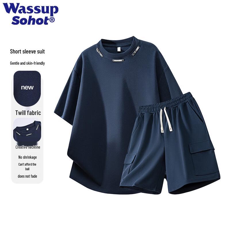 Wassup Sohot Men s Ice-Cool Casual Sports Two-Piece Set 4XL