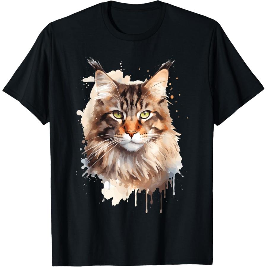 Maine Coon Cat Lovers Design Pop Art Maine Coon Cat T-Shirt S