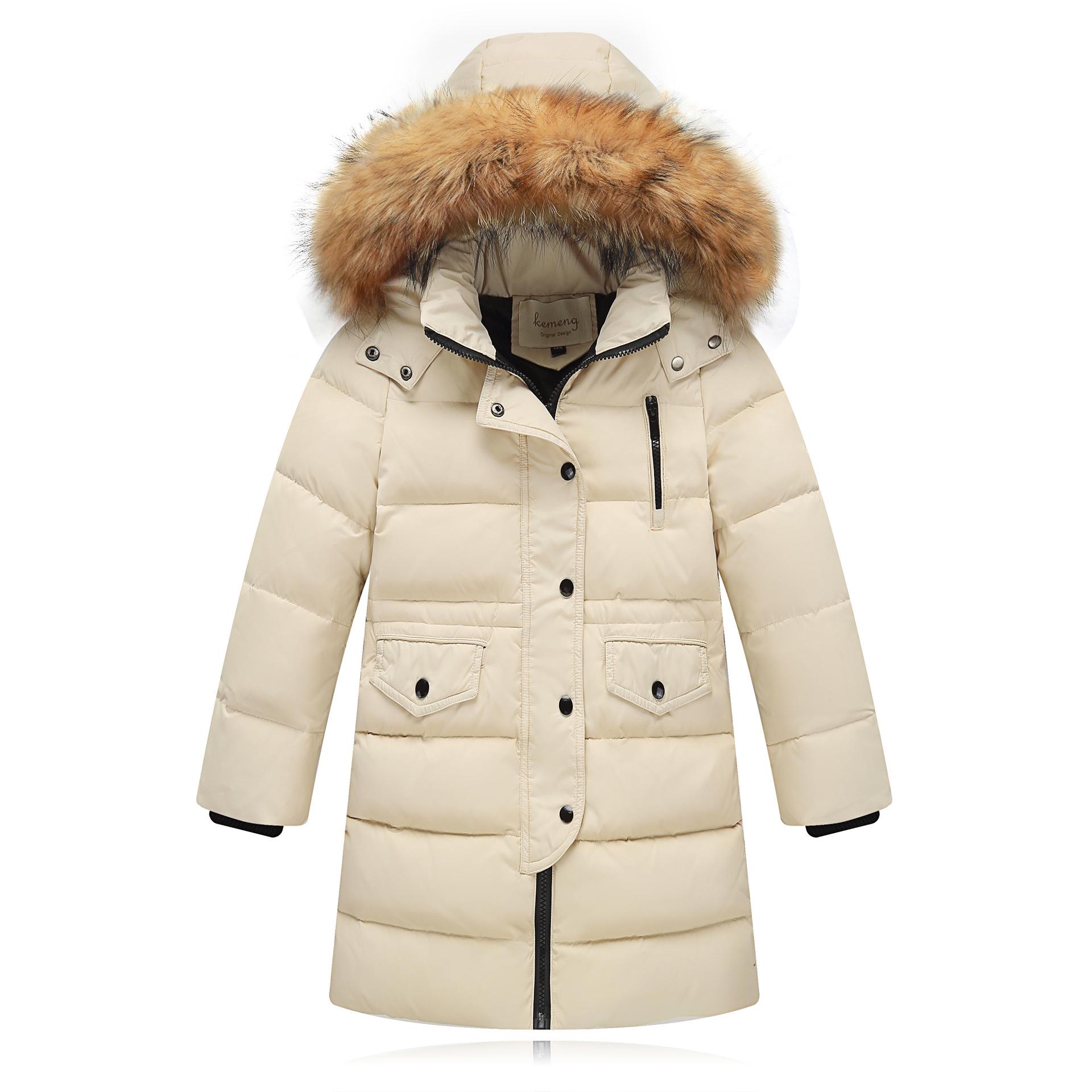 

Детская зимняя куртка для девочек, одежда для мальчиков, парка, детское пальто с капюшоном, детская одежда, детская верхняя одежда 140 бежевый