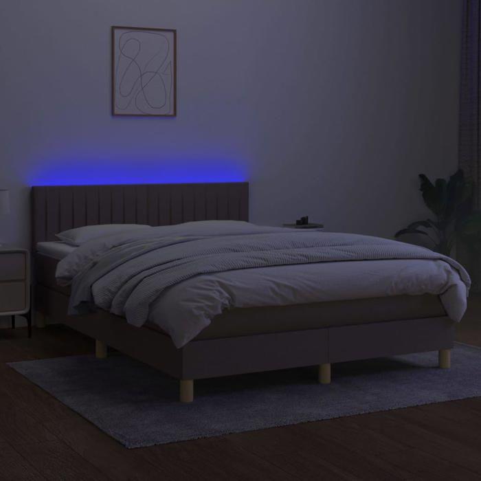 Maison Exclusive - Sommier à lattes de lit avec matelas LED Taupe 140x200 cm Tissu