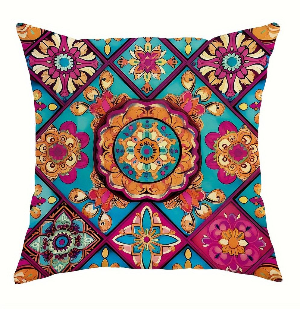 Pcs Boho Mandala Pillow Covers Colorful Ethnic Floral Decorative Pillowcases for Sofa Bedroom Living Room Home Decor