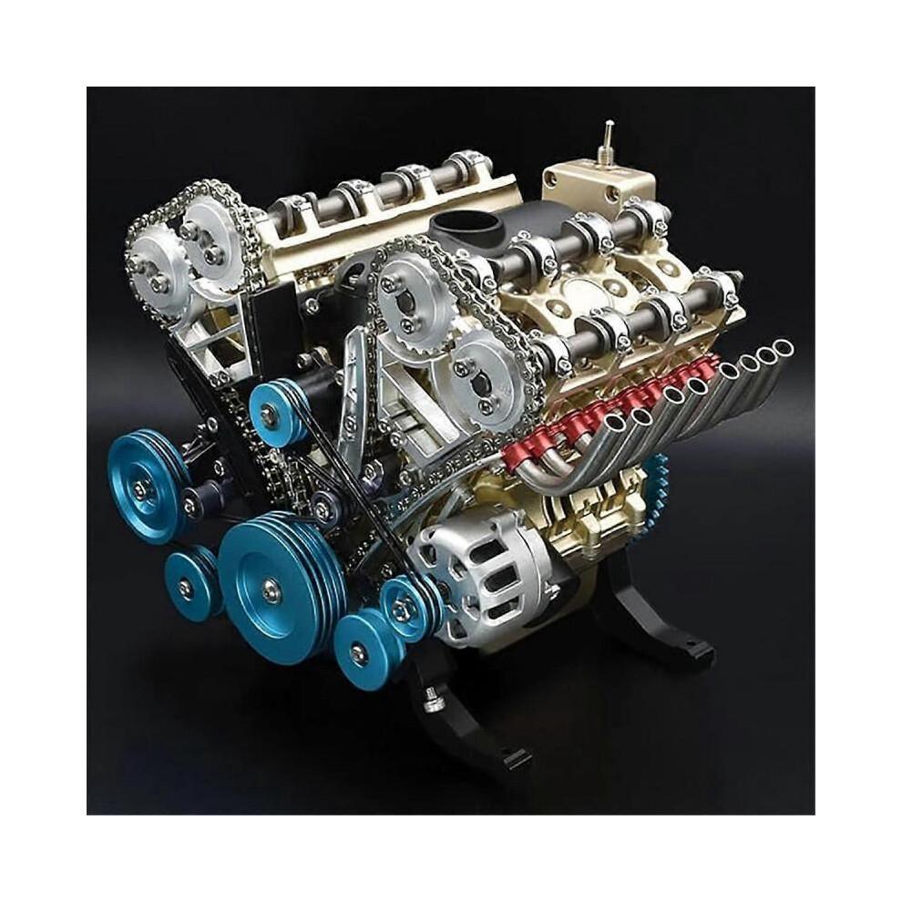 Modellmotor-Bausatz für Erwachsene, 8-Zylinder Metall-Automotor-Modellbausatz, Harz DIY Auto-Motor-Montagesatz Modell