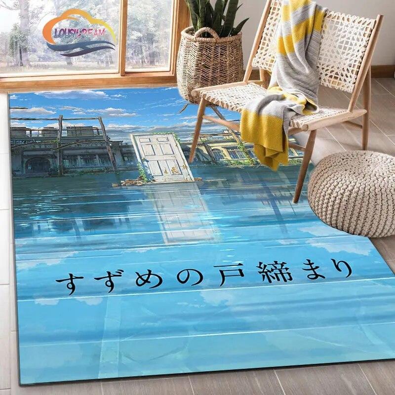 Latest Animated Suzume Anime Carpet 3D Printing Decorative Floor Mat for Children and Girls Living Room Bedroom Sofa Area Rug