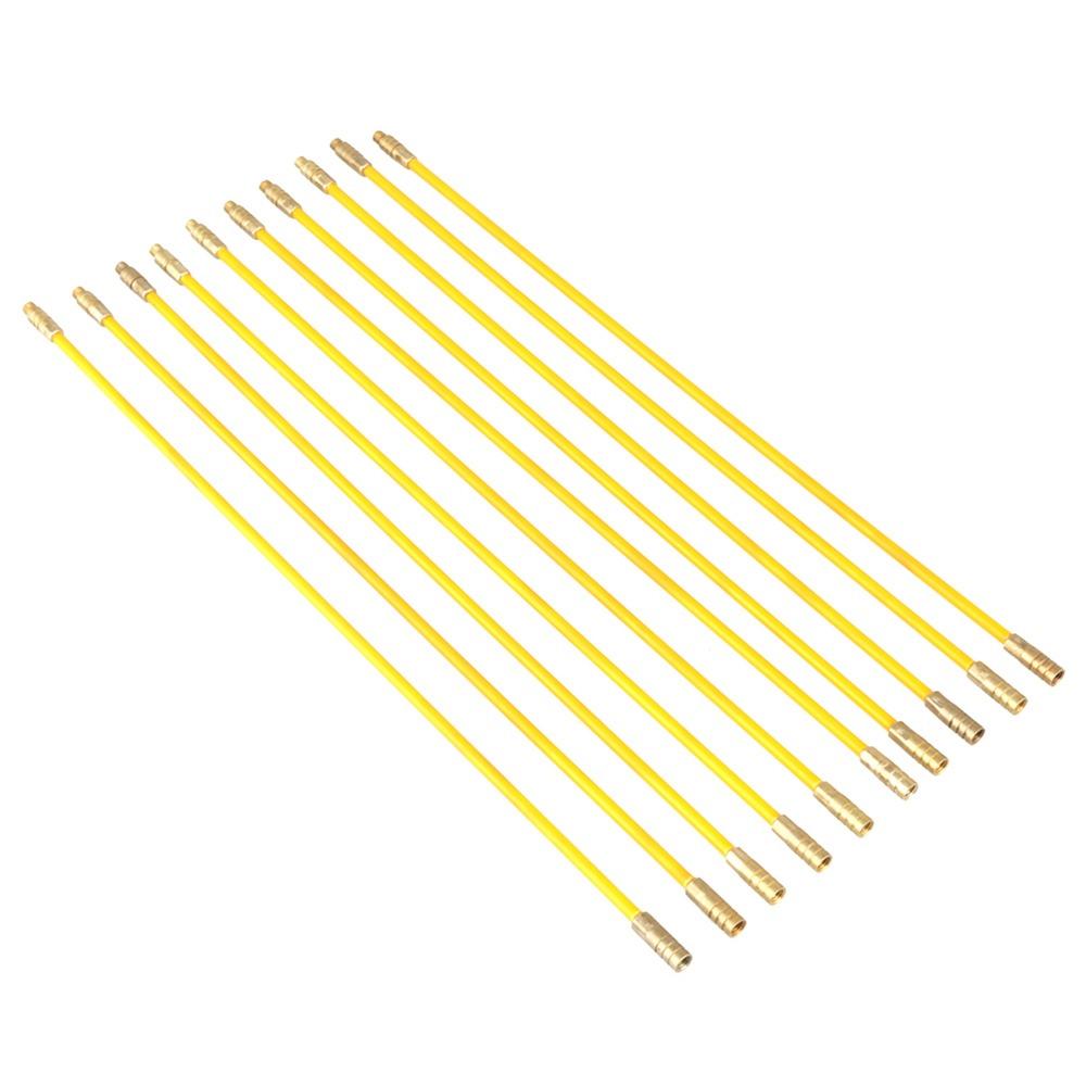 10 Stück Unterschiedliche Aufsätze Glasfaser-Schiebeangel 4 mm Messing-Stecker Fischband 33 cm / 13 Zoll Schiebestange Elektrische Verkabelung