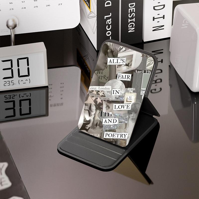 Hand-Held Desktop Stand Mirror High Definition Folding Makeup Mirror Light Weight Easy To Carry Vanity Mirror Cosmetic Tools