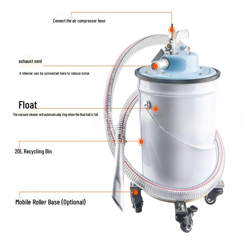 Industrial Pneumatic Vacuum & Oil Suction Cleaner CN plug (adapter included)