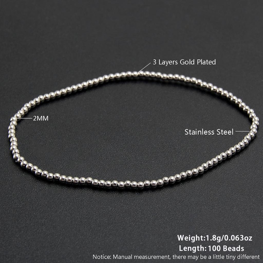 Steel Bead and Pearl Bracelet, 304 Stainless Steel Elastic String Bracelet