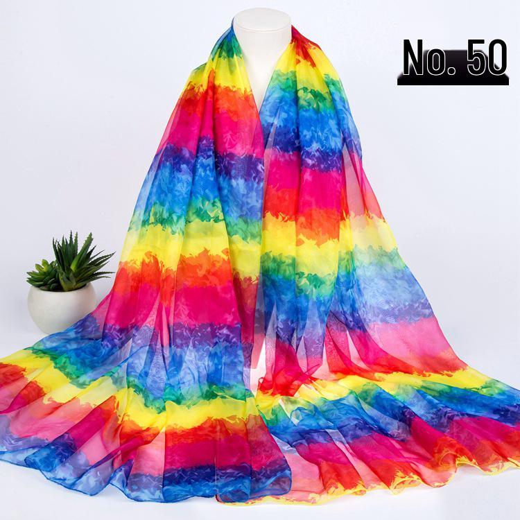 Women's Chiffon Scarf - Lightweight, Printed Sun Protection for Spring, Summer, Fall - Versatile Beach Shawl