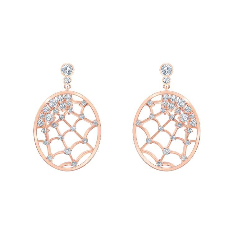 Swarovski Spider Web Hollow Design Earrings Women earrings Rose-Gold 5488406 Rose Gold