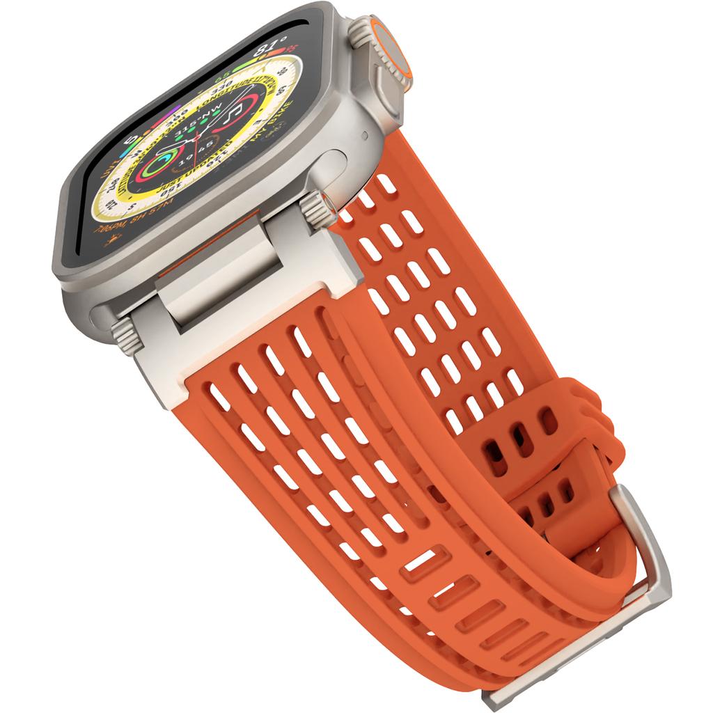Silicone Strap for Apple Watch Series 10 Ultra 9 8 7 SE 6 5 4 3 2 1 46mm 49mm 45mm 44mm 42mm Watchband Ventilated Mech Armor Design