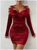 2025 Elegant Lace Satin Bodycon Dress with Pleated Skirt for Spring and Autumn