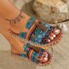 New Women Color Ethnic Style Slippers Summer Round Head Large Size Sandals Casual Beach Non-slip Lightweight Shoes Zapatos Mujer