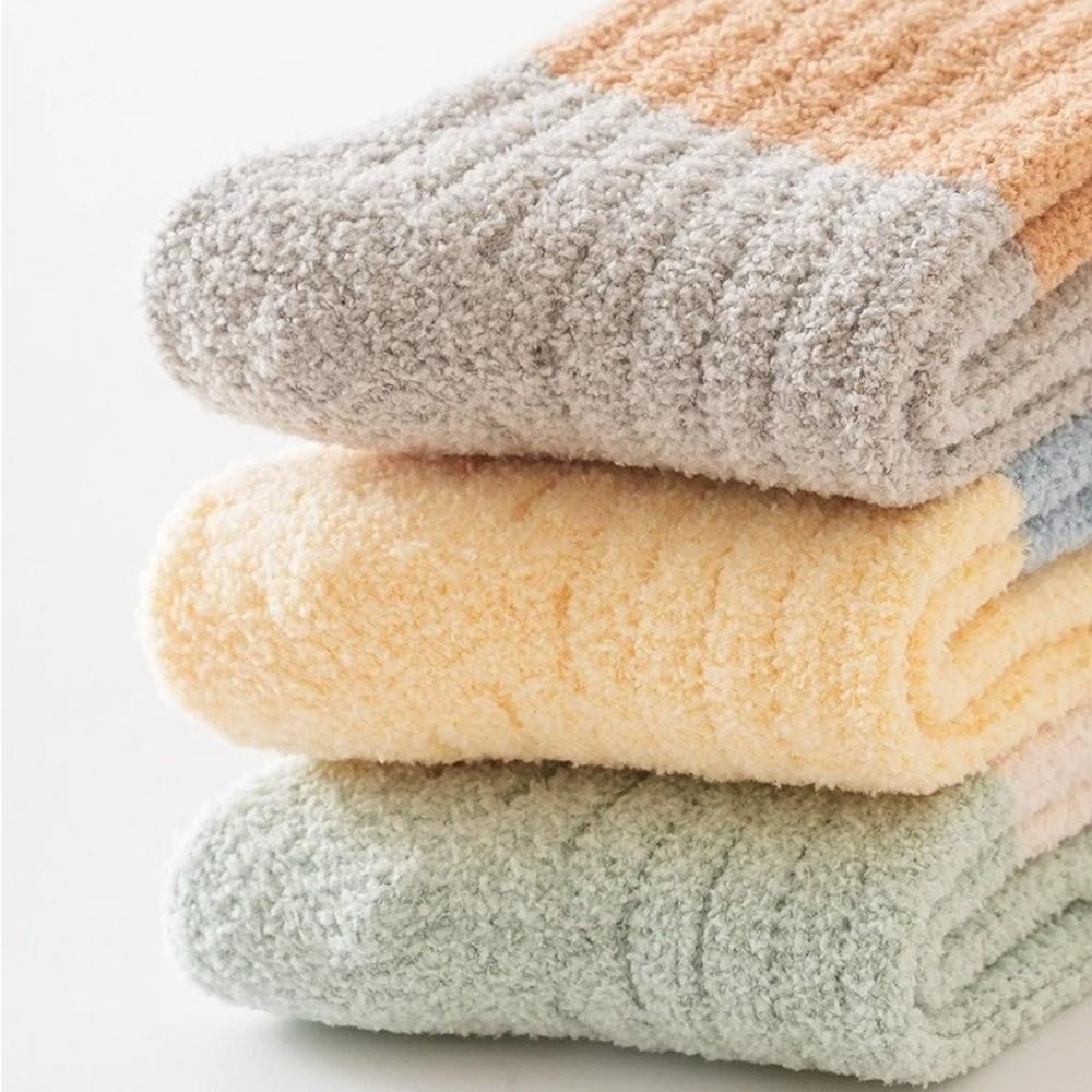 3Pairs 0-3Year Coral Velvet Socks Loose Mouth Warm Baby Socks Soft Winter Baby Socks  Winter