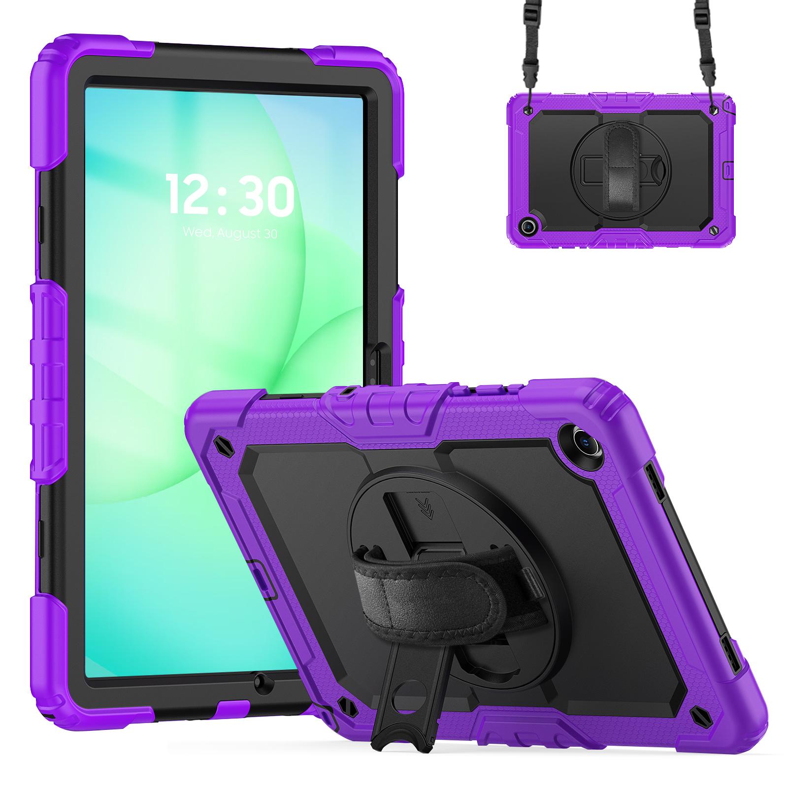 Coque antichoc pour Samsung Galaxy Tab A11+ A9 Plus 11  Housse de tablette avec support pour enfants Sangle Avec film protecteur Pour A9+11 pouces A9 Plus 11inch 2023 violet