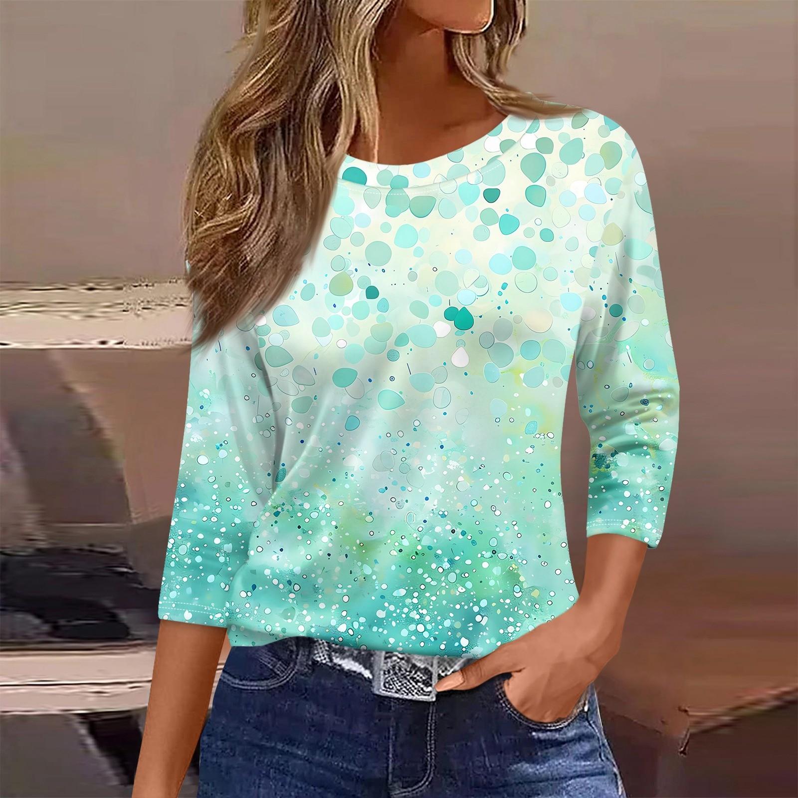 

Женская футболка с принтом, рукав 3/4, повседневная, модная, на выходные, базовая, с круглым вырезом, стандартный топ L