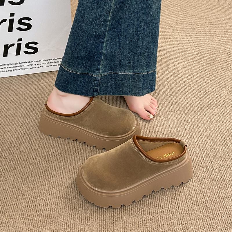 Mode CRLAYDK Damen Plateaupantoletten Freizeitschuhe Geschlossene Zehenpartie Slip-On Rückenfrei Verschleißfest Walking Erhöhen Höhe Hausschuhe