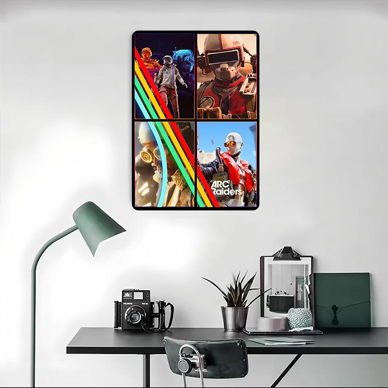 Arc Raiders Game Character Collage Tinplate Poster Customized Wall Art Vintage Metal Signs Retro Tin Plaque for Office Decor