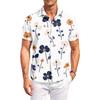 Men's Casual Short Sleeve Button Down Shirt with Hawaiian Tree Print Outdoor Relaxed Fit Collared Top for Summer