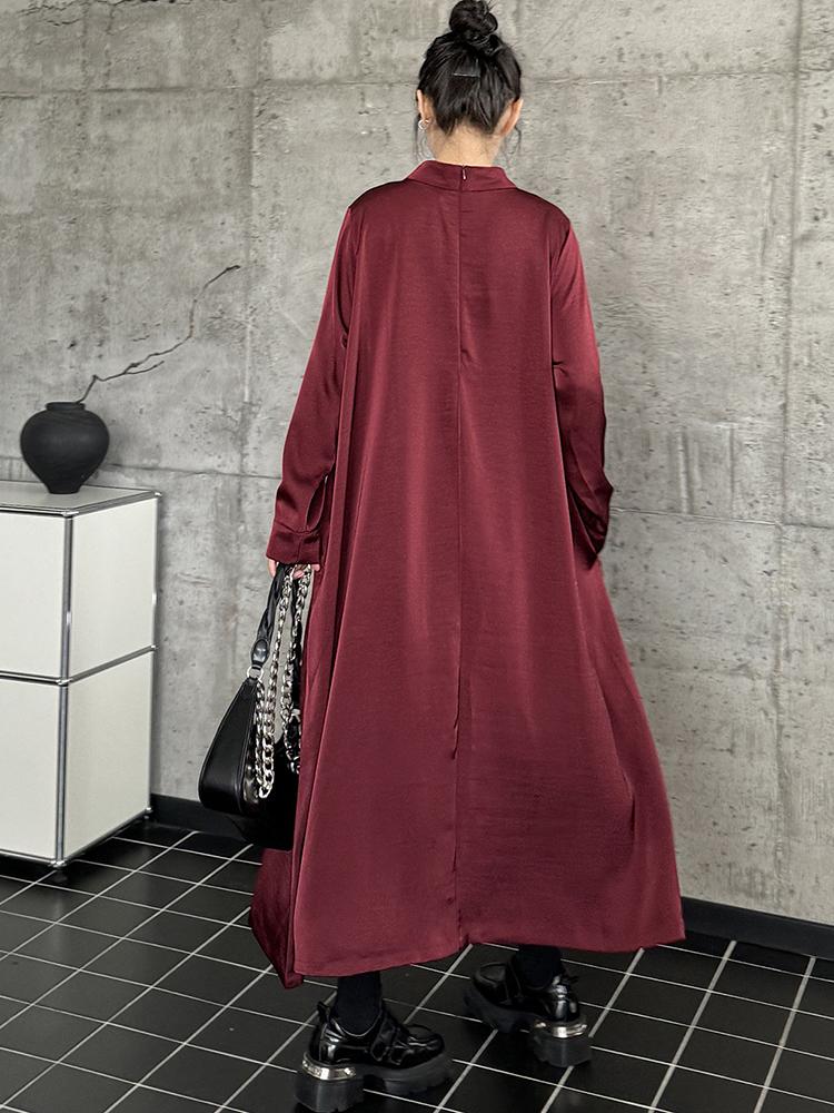 Xitao Vollärmeliges, einfarbiges, lockeres Kleid ZY8902