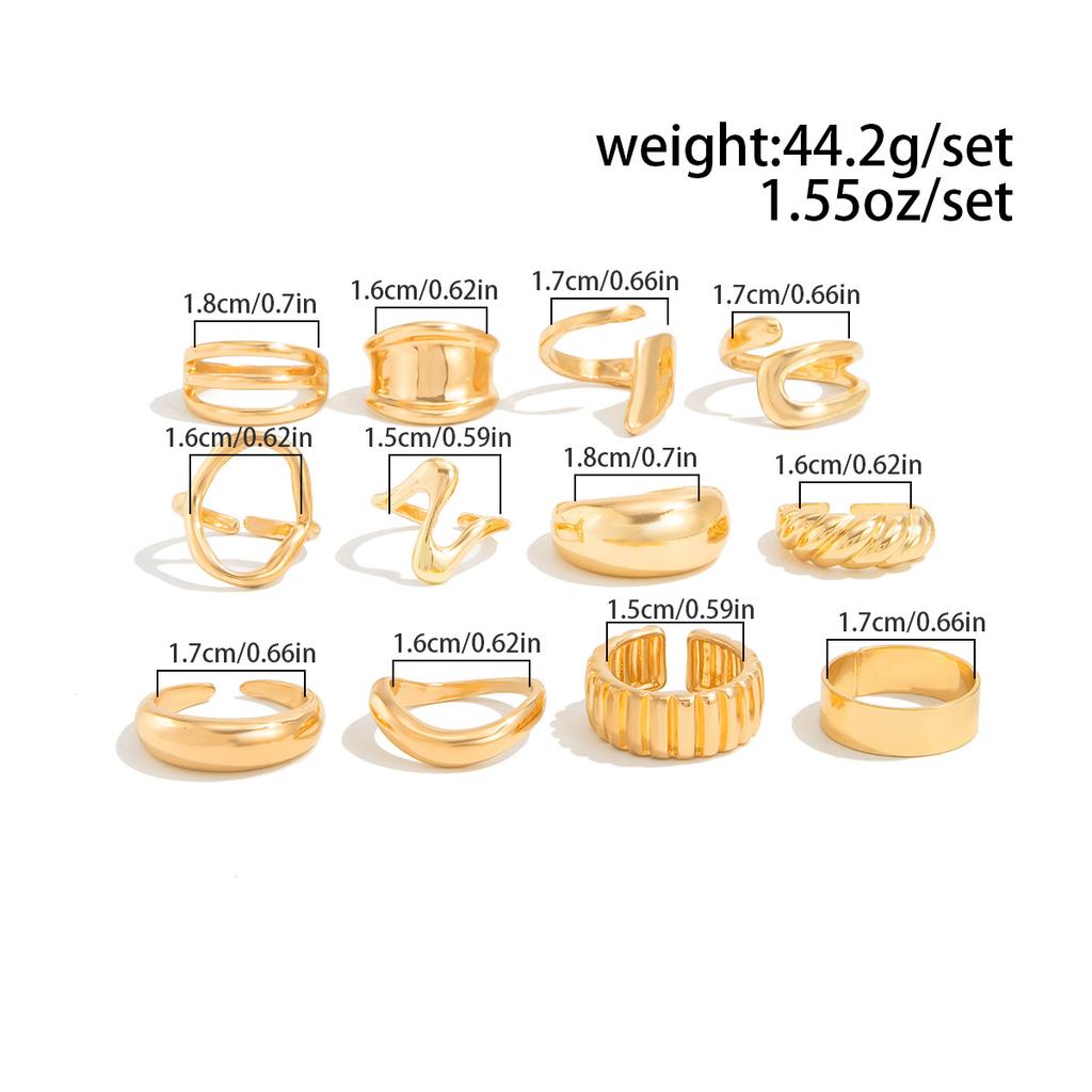 Irregular Exaggerated Punk Retro Ring Set Boho Hollow Out Jewelry Gifts Accessories for Woman Girl Geometric Metal Opening Rings Gold Silver Color