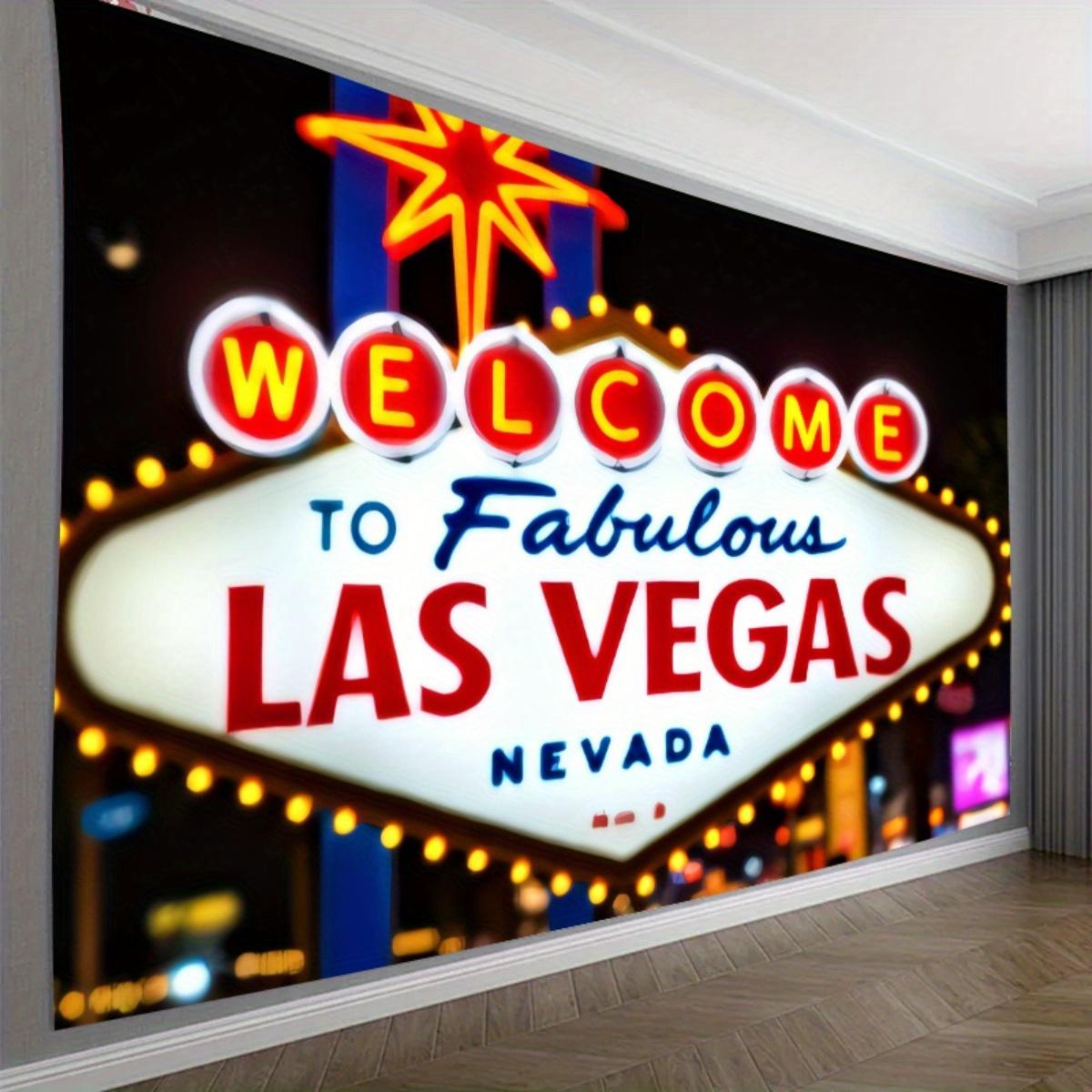 2D flat design 1-piece Las Vegas background banner suitable for garden courtyard and home decoration 100x150cm
