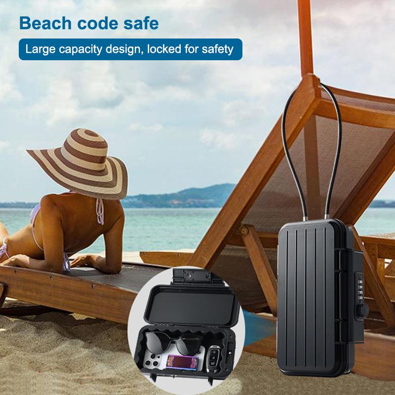 Portable Code Beach Safe Box 4-digit Combination Lock With Steel Wire Outdoor Camp Sports Cycling Swim Security Storage Box