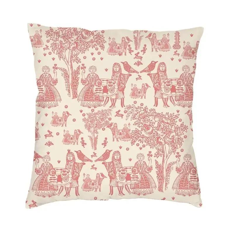 Toile De Jouy Sepia Vintage Pařížský Umělecký Design Čtvercový Povlak na Dekorační Polštář D Oboustranný Tisk Potah na Polštář pro Pohovku