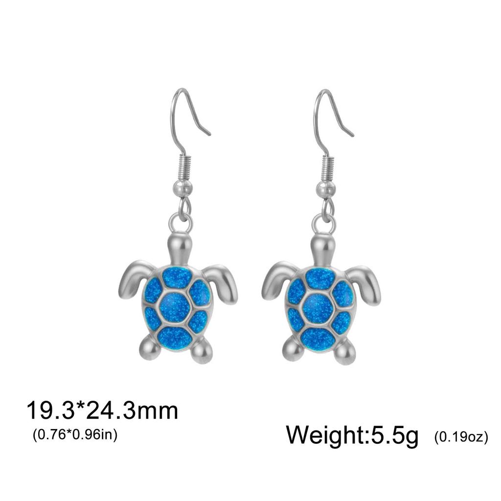 Skyrim Urocze Niebieskie Kolczyki Wiszące z Żółwiem Stal Nierdzewna Kolor Złoty Kolczyki Kobiety Dziewczyny Zwierzę Morskie Żółw Cyrkonia Prezent Urodzinowy