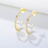 Minimalist Geometric C-Shaped Shell Pearl Stud Earrings Women Sterling Elegant Daily Wear