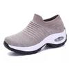 Women's Plus Size Air Cushion Single Shoes Casual Flyknit Ultra Lightweight Sports Shoes Thick Soled Sneaker Solid Color 35-44